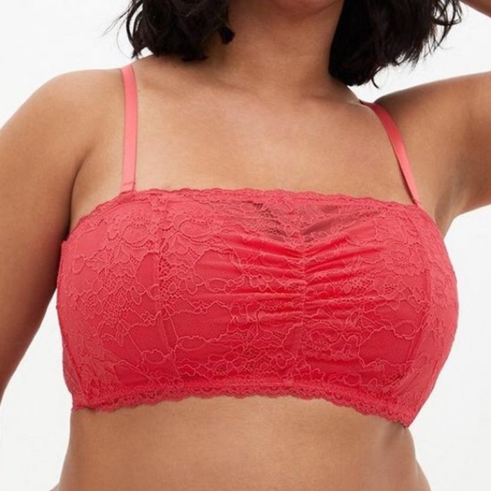 Torrid Curve 1X Tea Berry Removable Multiway Straps Lightly Lined Lace Bandeau